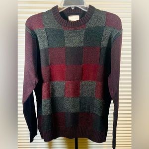 Vintage Men’s Crew Neck Burgundy/Black/Gray Sweater size Small